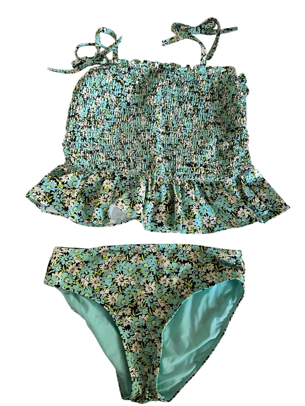 NWOT M(10/12) Vineyard Vines Girls Floral Tankini Set in Aqua, Black, White
